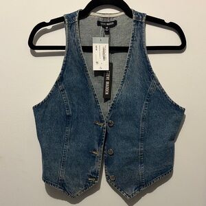 Steve Madden Blue Denim Buttoned Vest